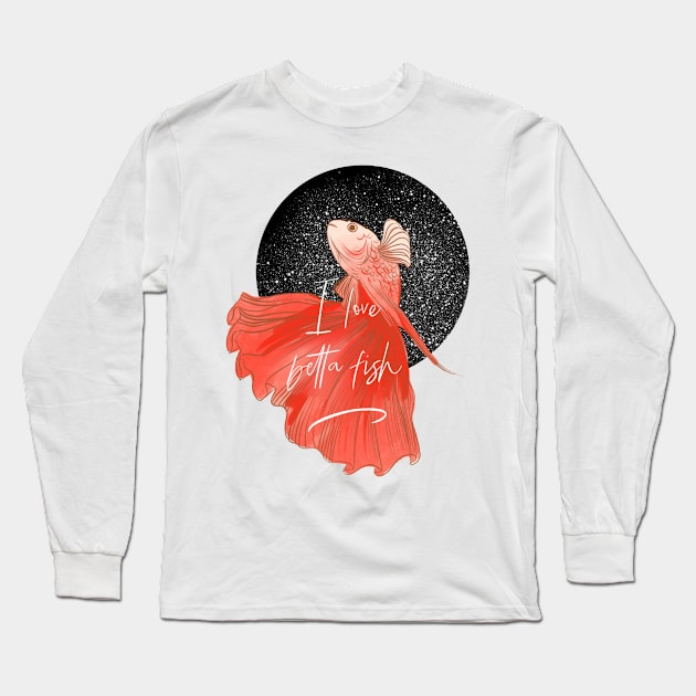 I love betta fish Long Sleeve T-Shirt by meisanmui